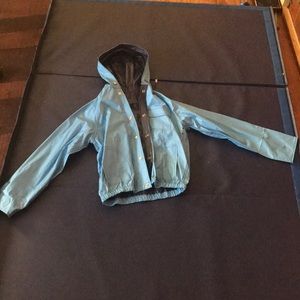 Light blue/Darkblue reversible rain coat